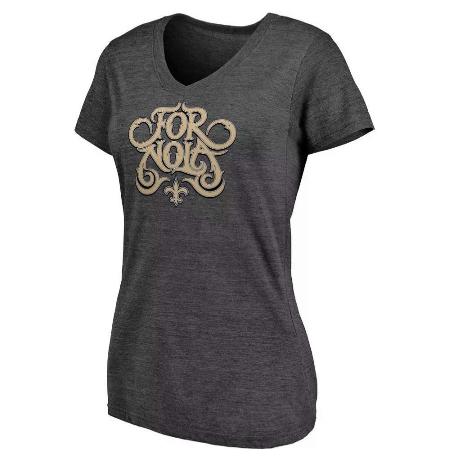 Tops * | Women'S Fanatics Branded Heathered Charcoal New Orleans Saints Hometown V-Neck Tri-Blend T-Shirt