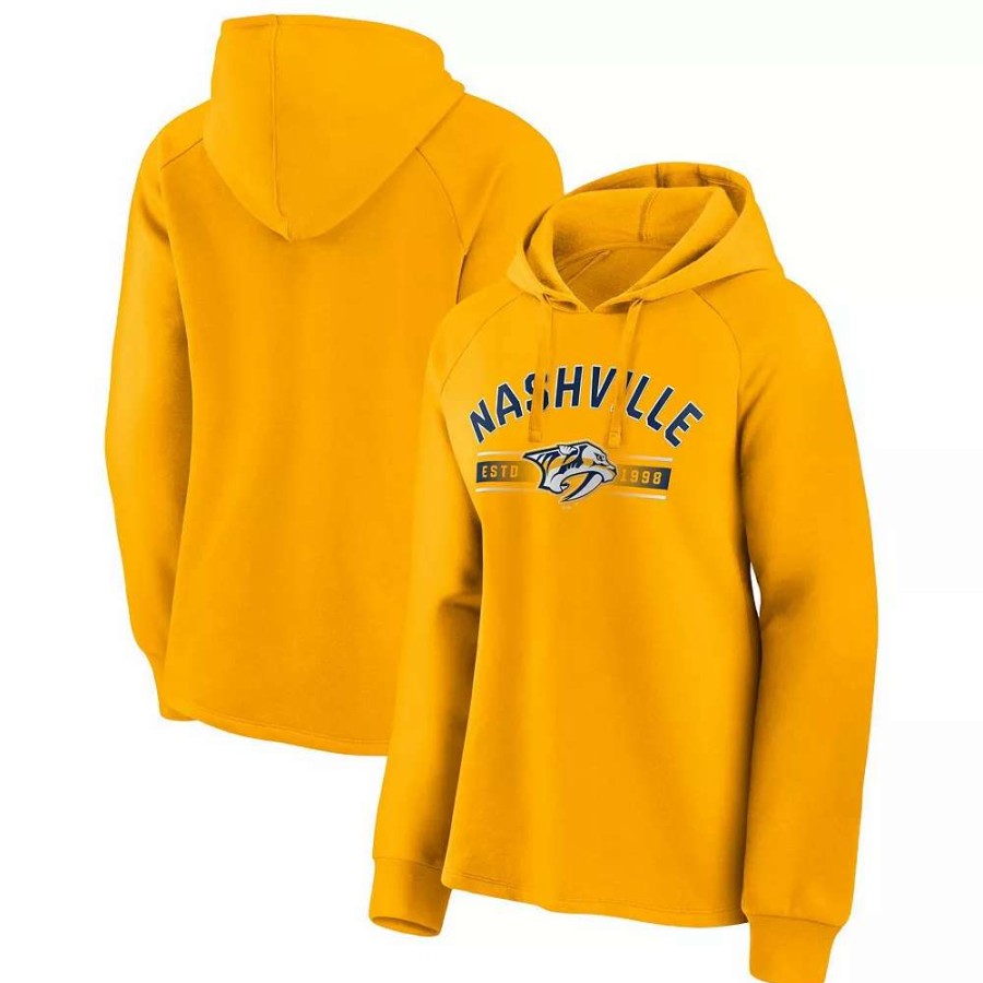 Tops * | Women'S Fanatics Branded Gold Nashville Predators Perfect Play Raglan Pullover Hoodie