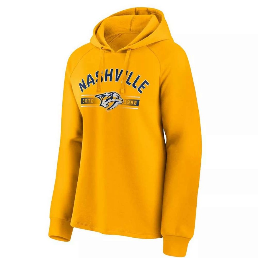 Tops * | Women'S Fanatics Branded Gold Nashville Predators Perfect Play Raglan Pullover Hoodie