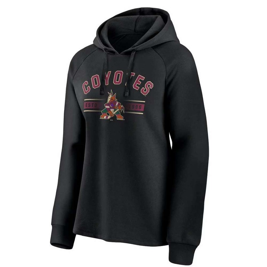 Tops * | Women'S Fanatics Branded Black Arizona Coyotes Perfect Play Raglan Pullover Hoodie