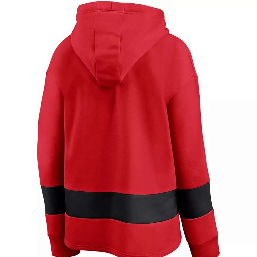 Tops * | Women'S Fanatics Branded Red/Black Chicago Blackhawks Colors Of Pride Colorblock Pullover Hoodie