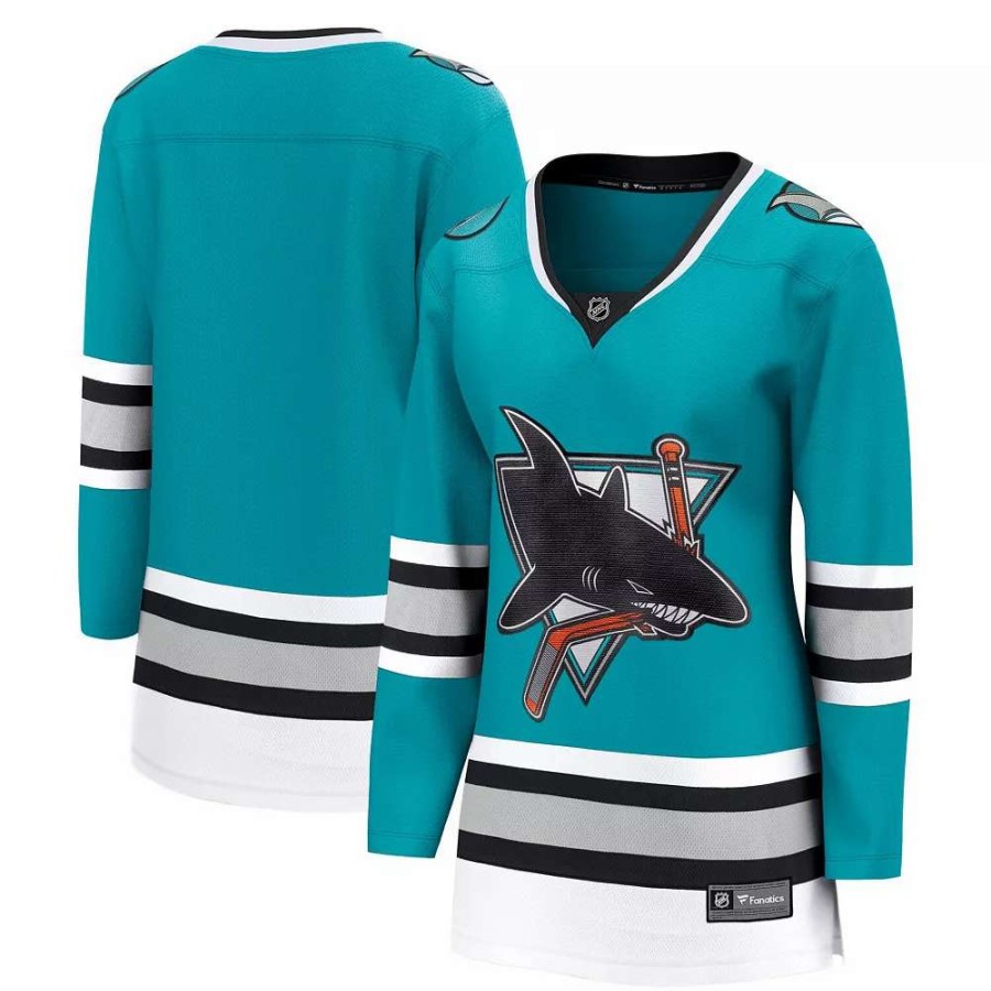 Tops * | Women'S Fanatics Branded Teal San Jose Sharks 30Th Anniversary Premier Breakaway Team Jersey