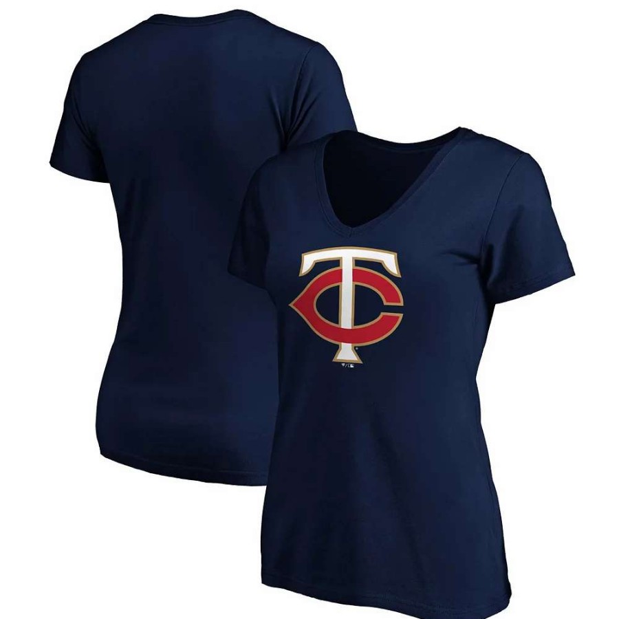 Tops * | Women'S Fanatics Branded Navy Minnesota Twins Core Official Logo V-Neck T-Shirt