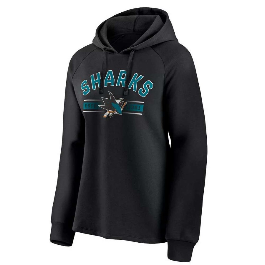 Tops * | Women'S Fanatics Branded Black San Jose Sharks Perfect Play Raglan Pullover Hoodie