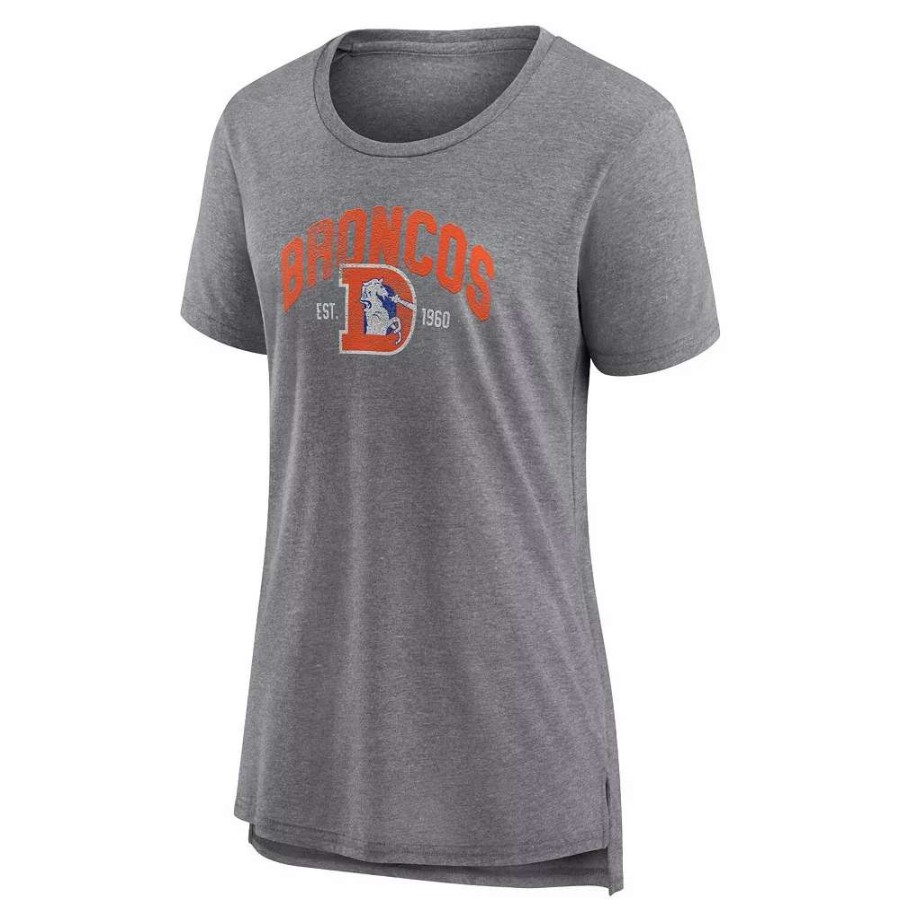 Tops * | Women'S Fanatics Branded Heather Gray Denver Broncos Drop Back Modern Tri-Blend T-Shirt