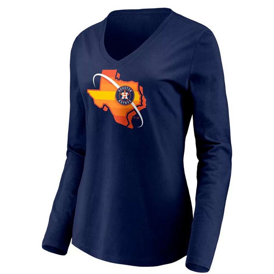 Tops * | Women'S Fanatics Branded Navy Houston Astros Hometown Collection Orbit Long Sleeve V-Neck T-Shirt