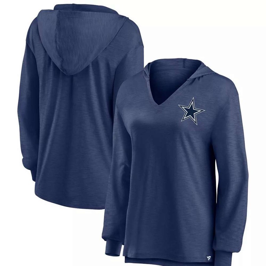 Tops * | Women'S Fanatics Branded Navy Dallas Cowboys Jumper V-Neck Pullover Hoodie