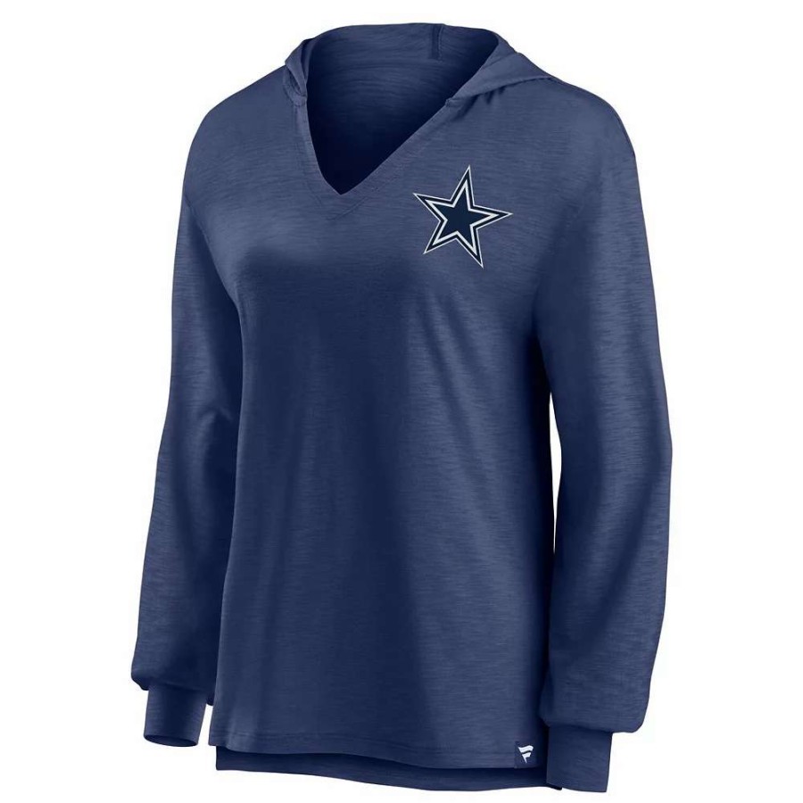 Tops * | Women'S Fanatics Branded Navy Dallas Cowboys Jumper V-Neck Pullover Hoodie