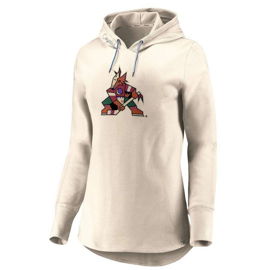 Tops * | Women'S Fanatics Branded Oatmeal Arizona Coyotes True Classics Signature Fleece Pullover Hoodie