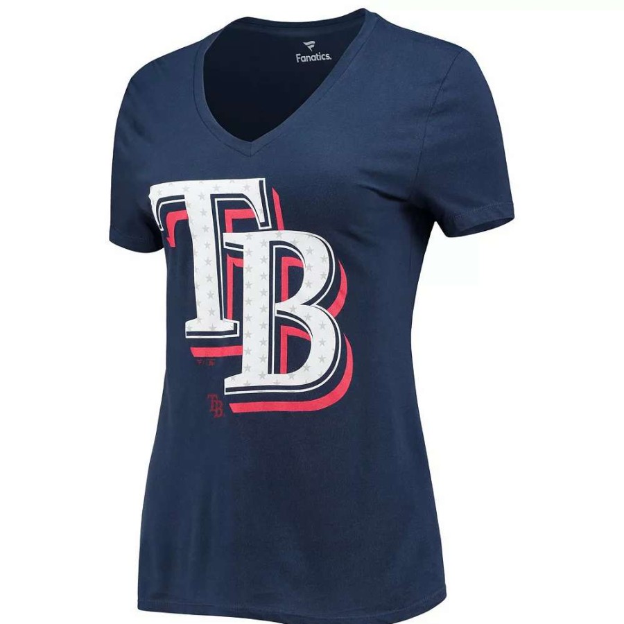 Tops * | Women'S Fanatics Branded Navy Tampa Bay Rays Red White & Team V-Neck T-Shirt