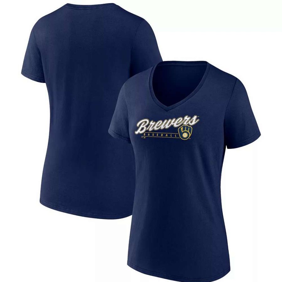 Tops * | Women'S Fanatics Branded Navy Milwaukee Brewers One & Only V-Neck T-Shirt