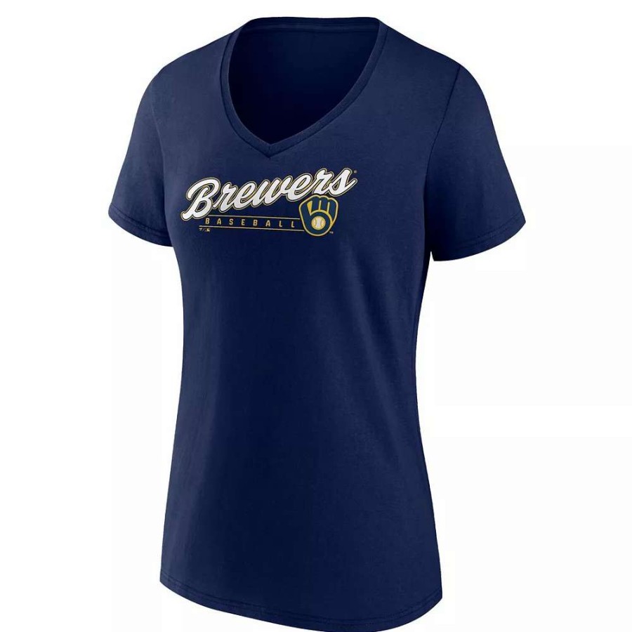 Tops * | Women'S Fanatics Branded Navy Milwaukee Brewers One & Only V-Neck T-Shirt