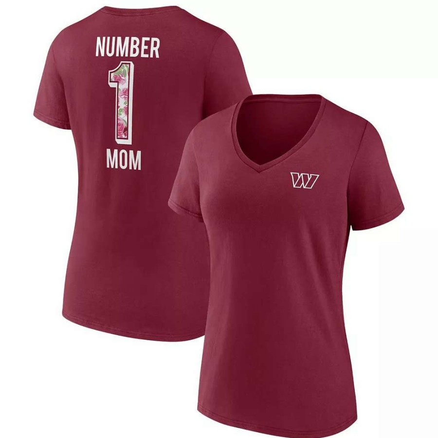 Tops * | Women'S Fanatics Branded Burgundy Washington Commanders Team Mother'S Day V-Neck T-Shirt