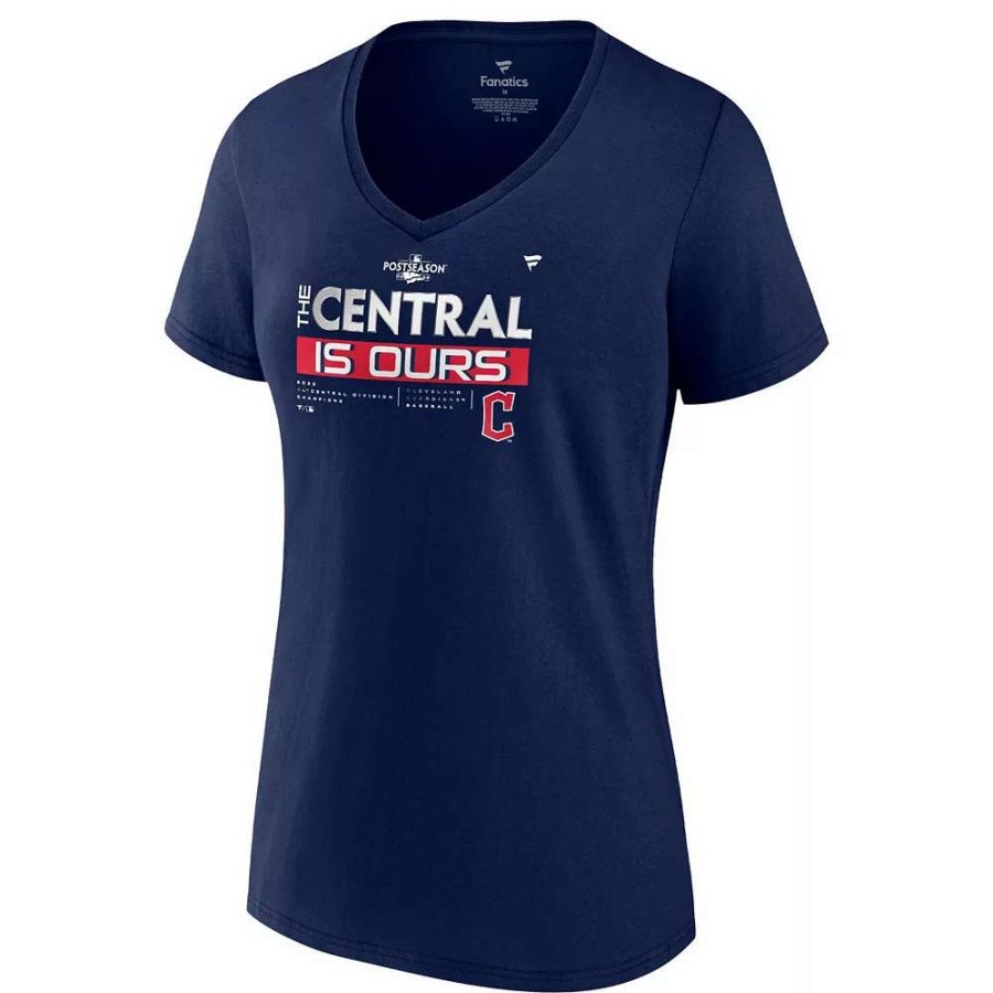 Tops * | Women'S Fanatics Branded Navy Cleveland Guardians 2022 Al Central Division Champions Plus Size V-Neck T-Shirt