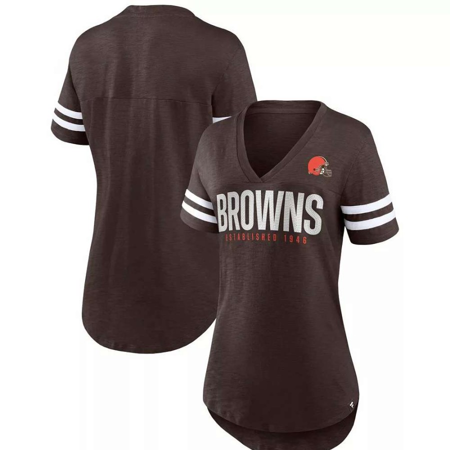 Tops * | Women'S Fanatics Branded Brown Cleveland Browns Speed Tested V-Neck T-Shirt