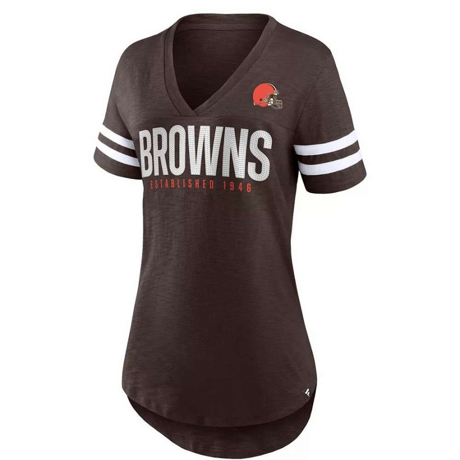 Tops * | Women'S Fanatics Branded Brown Cleveland Browns Speed Tested V-Neck T-Shirt