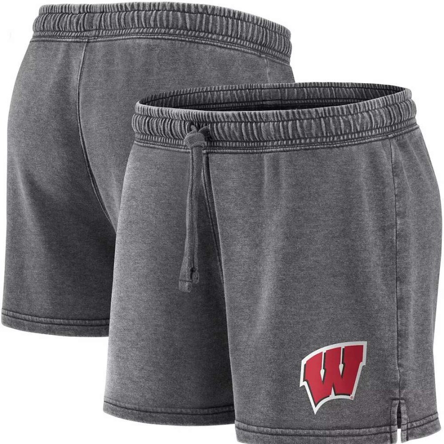 Bottoms * | Women'S Fanatics Branded Charcoal Wisconsin Badgers Retro French Terry Shorts