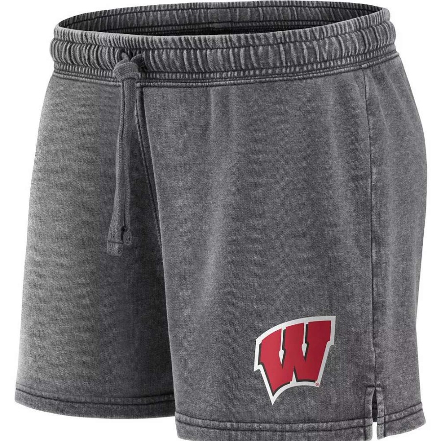 Bottoms * | Women'S Fanatics Branded Charcoal Wisconsin Badgers Retro French Terry Shorts