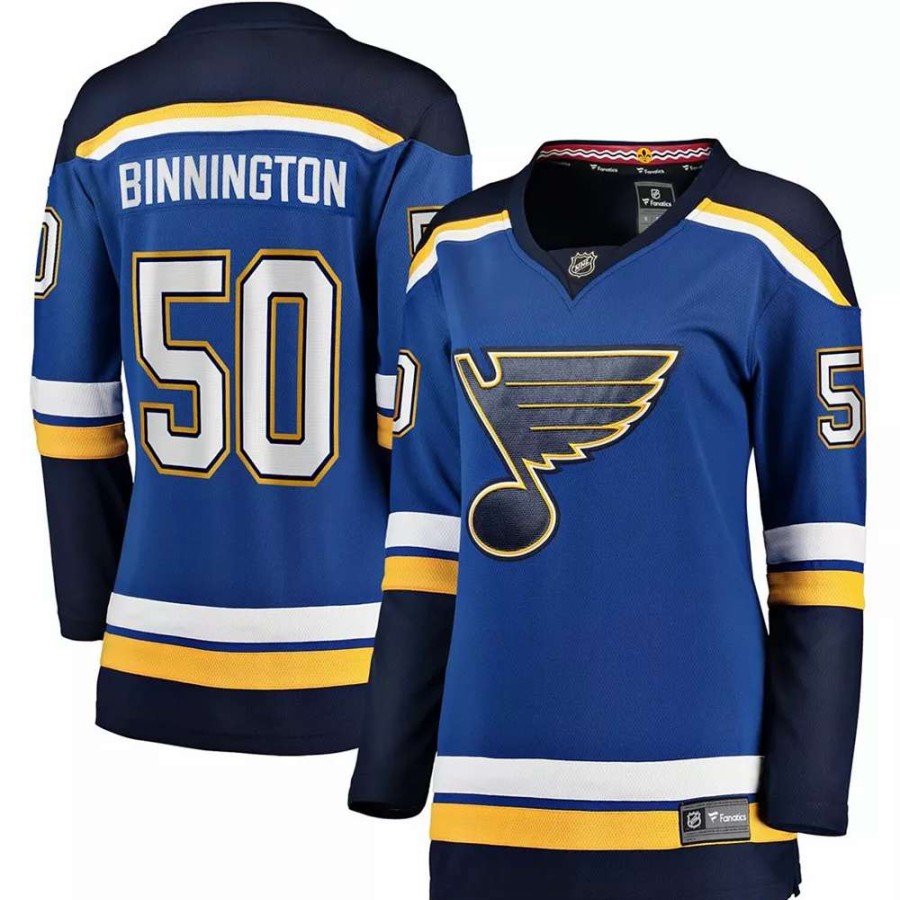 Tops * | Women'S Fanatics Branded Jordan Binnington Royal St. Louis Blues Home Premier Breakaway Player Jersey