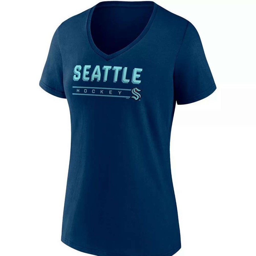 Tops * | Women'S Fanatics Branded Deep Sea Blue/Gray Seattle Kraken Parent 2-Pack V-Neck T-Shirt Set