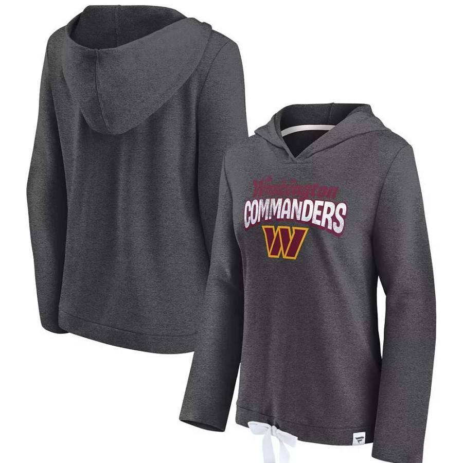 Tops * | Women'S Fanatics Branded Heathered Charcoal Washington Commanders First Team Flowy Pullover Hoodie