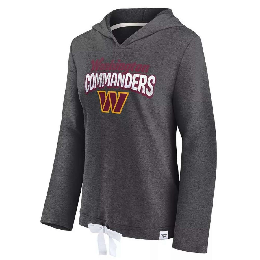 Tops * | Women'S Fanatics Branded Heathered Charcoal Washington Commanders First Team Flowy Pullover Hoodie