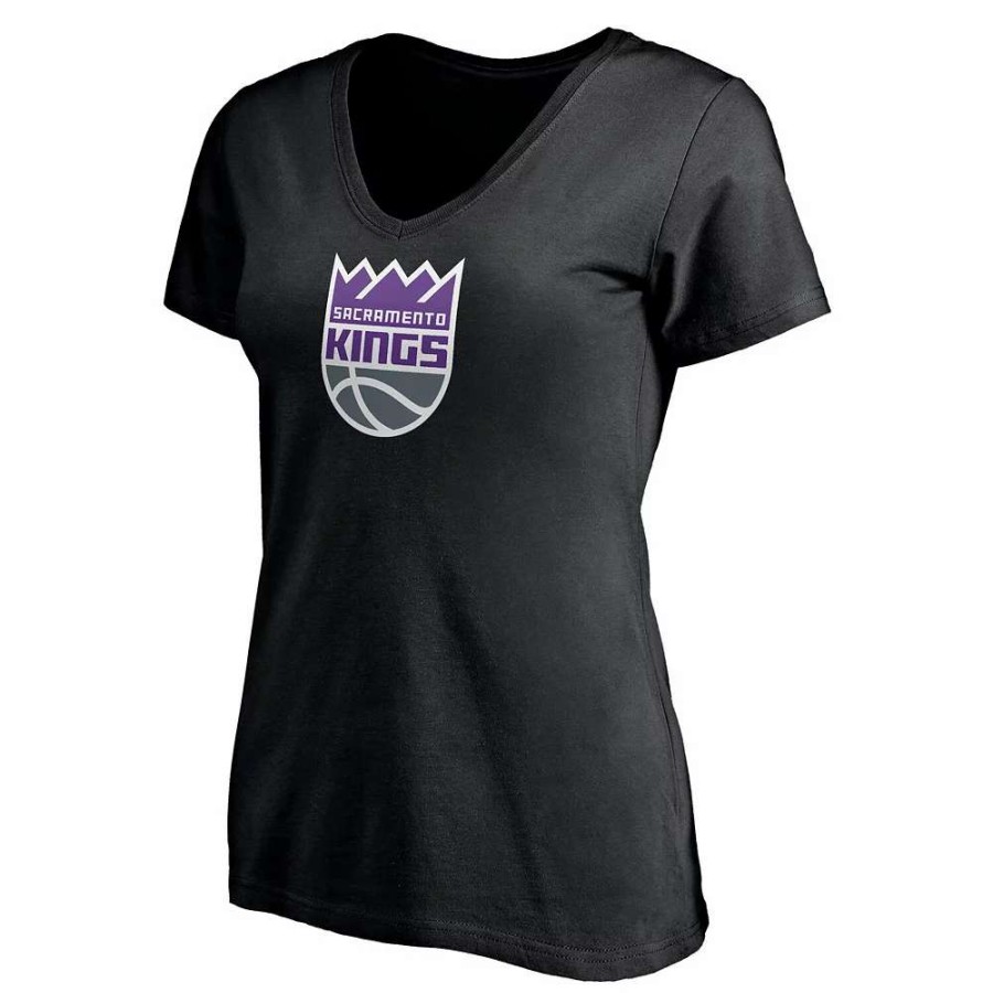 Tops * | Women'S Fanatics Branded De'Aaron Fox Black Sacramento Kings Playmaker Logo Name & Number V-Neck T-Shirt