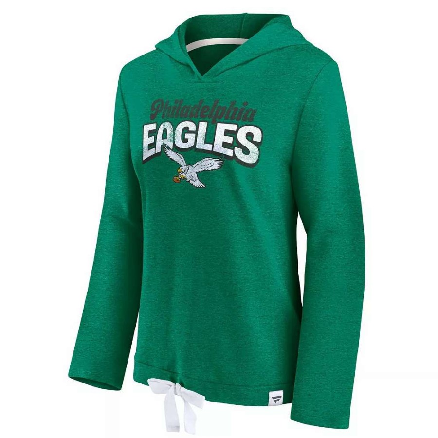 Tops * | Women'S Fanatics Branded Heathered Kelly Green Philadelphia Eagles First Team Flowy Pullover Hoodie