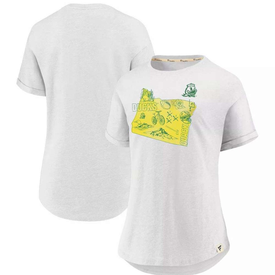 Tops * | Women'S Fanatics Branded White Oregon Ducks True Classics Home State T-Shirt