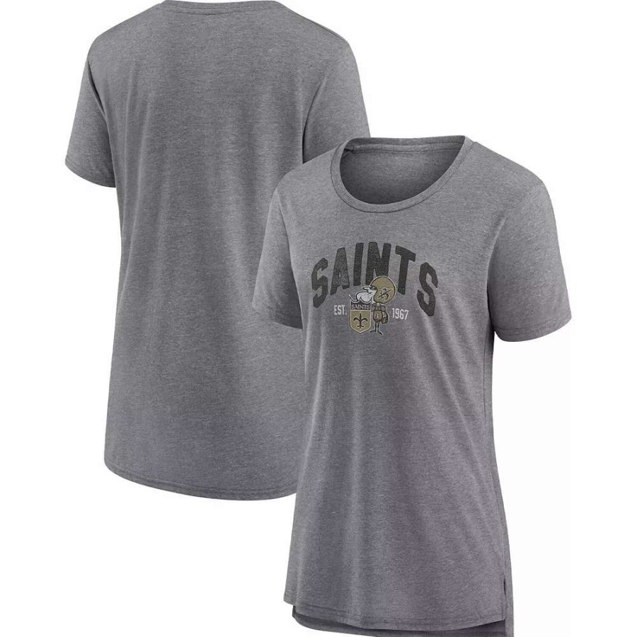 Tops * | Women'S Fanatics Branded Heathered Gray New Orleans Saints Drop Back Modern T-Shirt