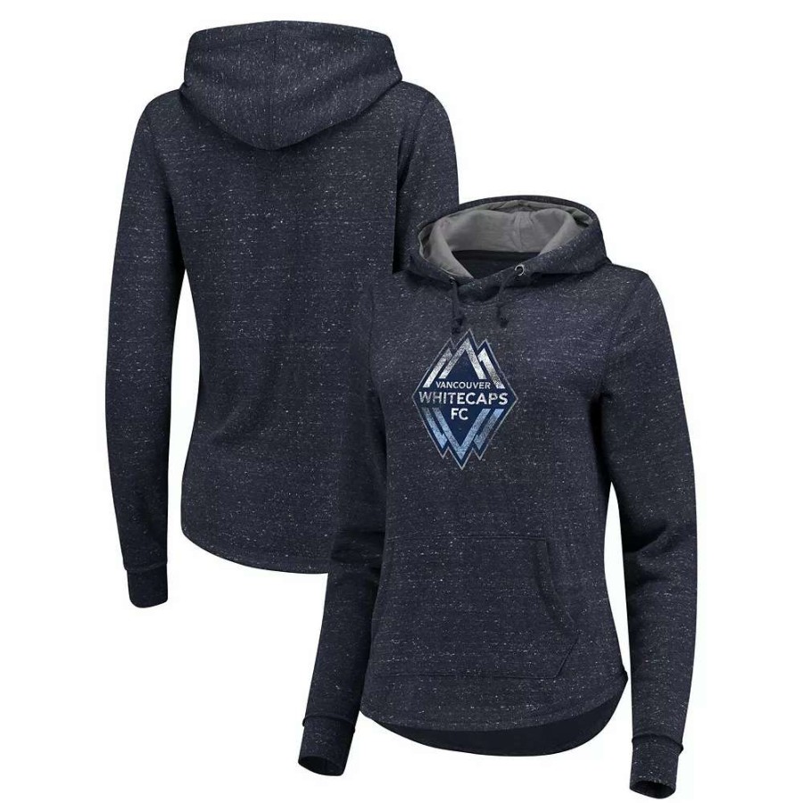 Tops * | Women'S Fanatics Branded Navy Vancouver Whitecaps Fc Distressed Team Speckled Fleece Pullover Hoodie