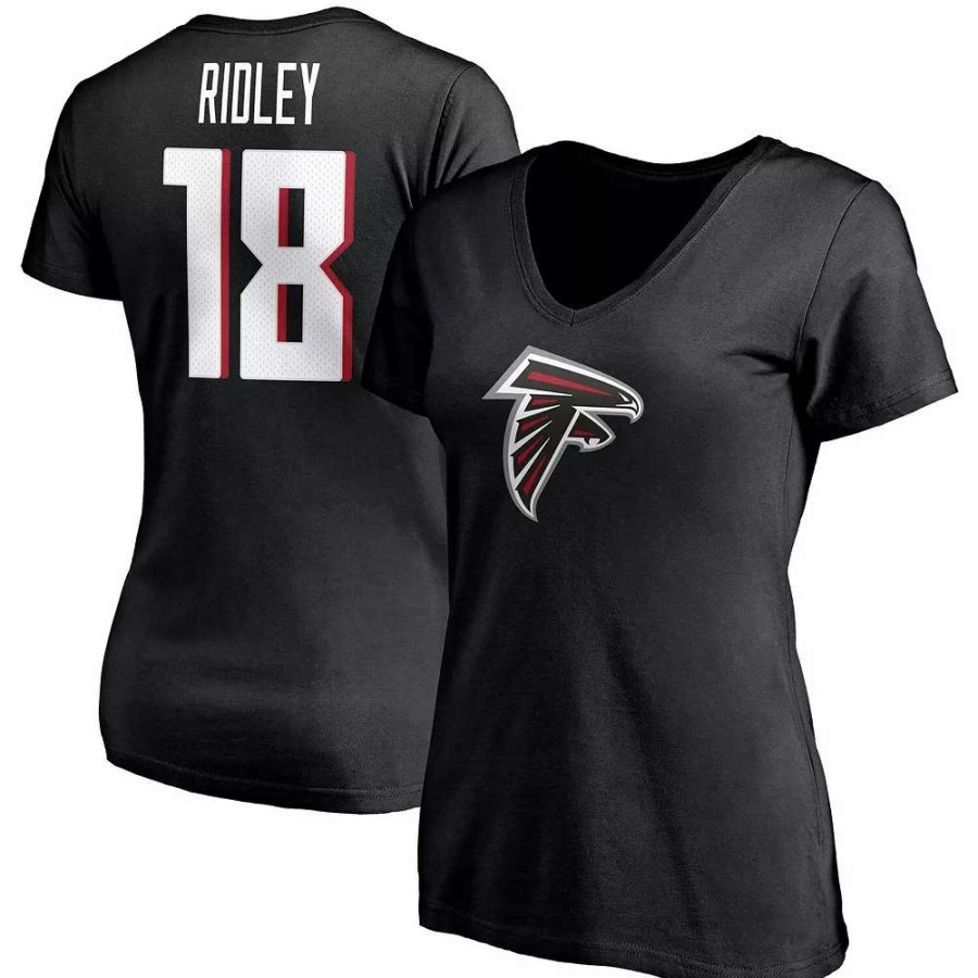 Tops * | Women'S Fanatics Branded Calvin Ridley Black Atlanta Falcons Player Icon Name & Number V-Neck T-Shirt