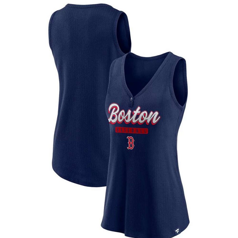 Tops * | Women'S Fanatics Branded Navy Boston Red Sox Iconic V-Neck Tank Top