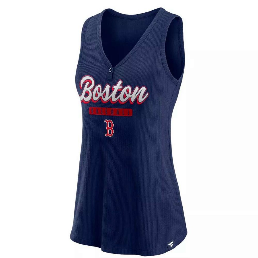 Tops * | Women'S Fanatics Branded Navy Boston Red Sox Iconic V-Neck Tank Top