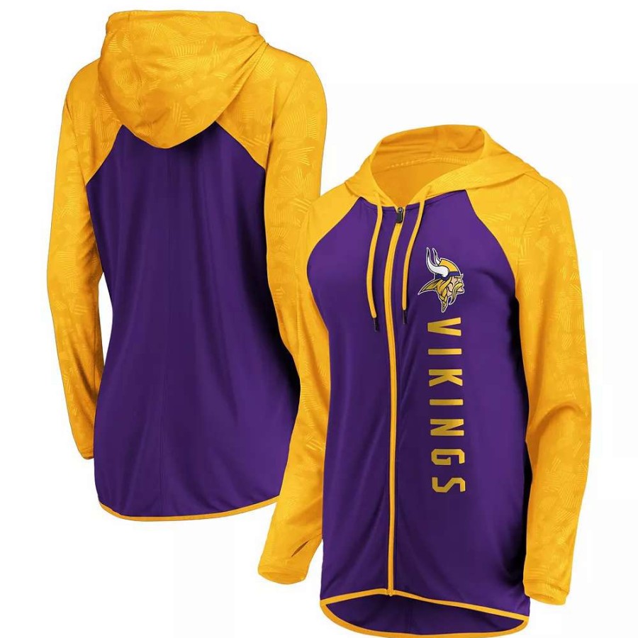 Tops * | Women'S Fanatics Branded Purple Minnesota Vikings Forever Fan Logo Full-Zip Hoodie