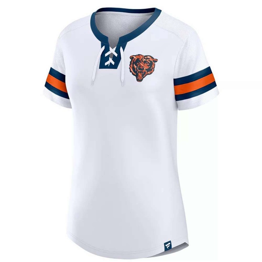 Tops * | Women'S Fanatics Branded White Chicago Bears Sunday Best Lace-Up T-Shirt