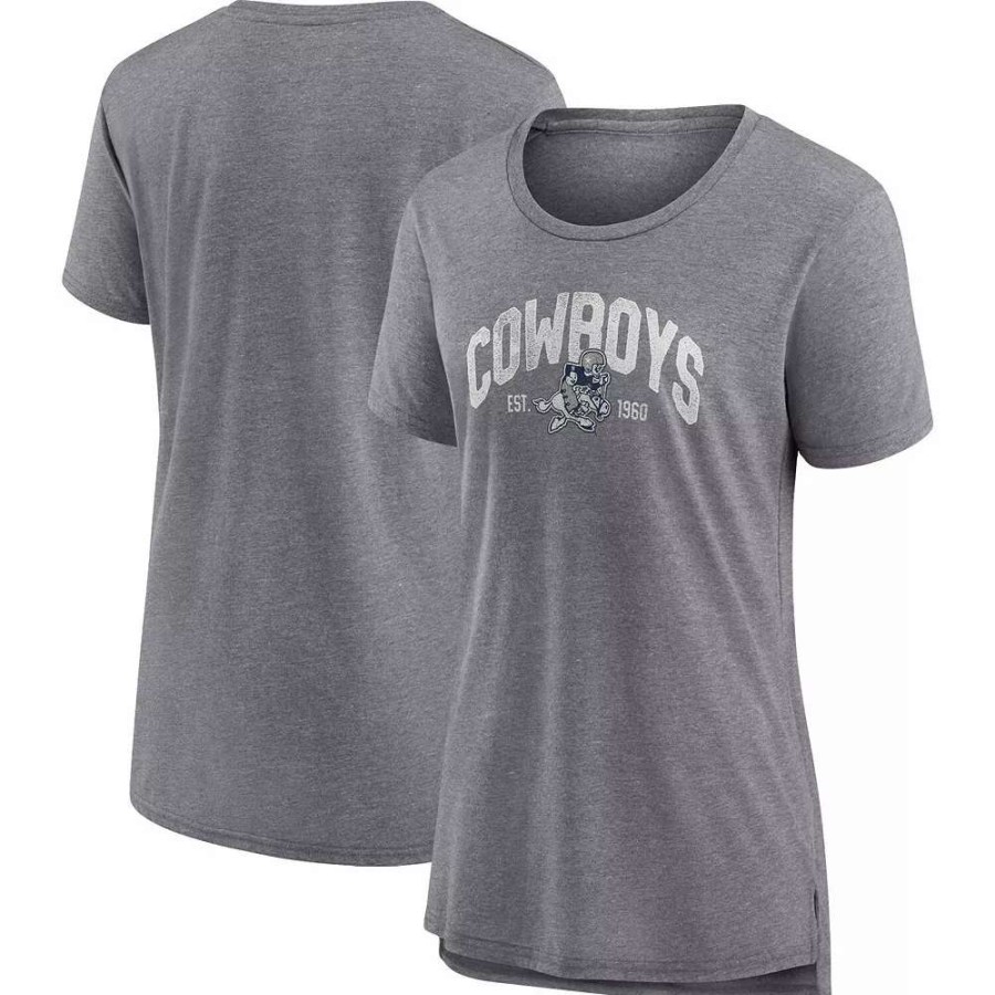 Tops * | Women'S Fanatics Branded Heathered Gray Dallas Cowboys Drop Back Modern T-Shirt