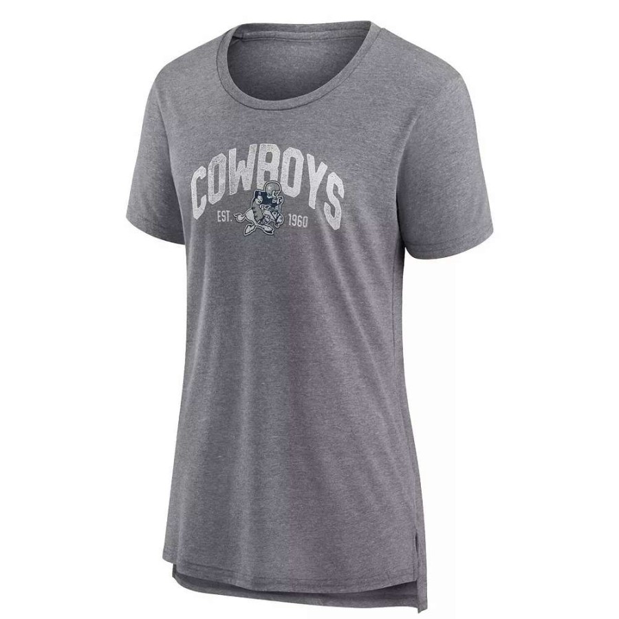 Tops * | Women'S Fanatics Branded Heathered Gray Dallas Cowboys Drop Back Modern T-Shirt