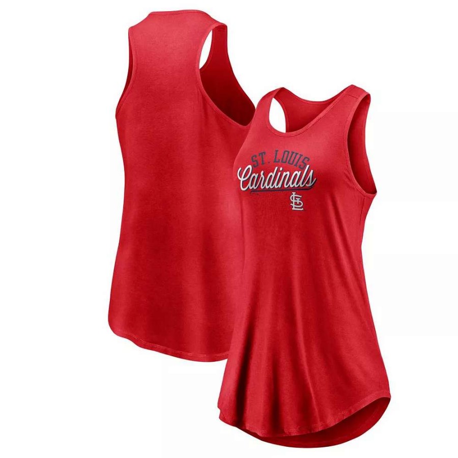 Tops * | Women'S Fanatics Branded Red St. Louis Cardinals Simplicity Swing Racerback Scoop Neck Tank Top