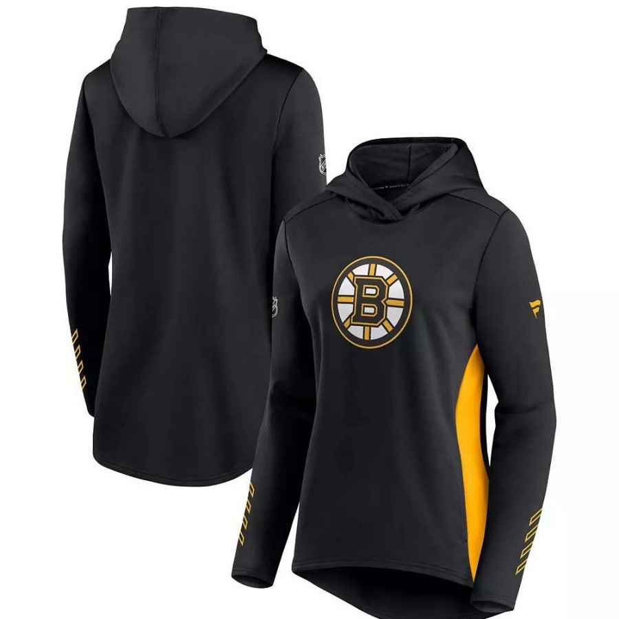 Tops * | Women'S Fanatics Branded Black/Gold Boston Bruins Authentic Pro Locker Room Pullover Hoodie