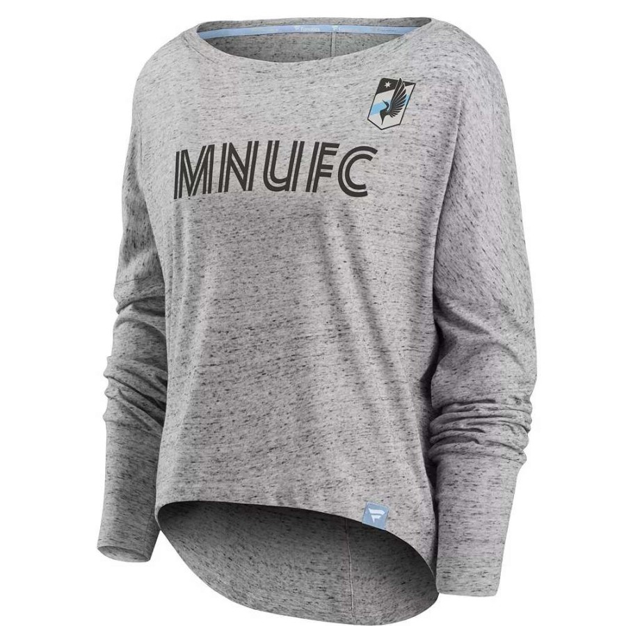 Tops * | Women'S Fanatics Branded Heathered Gray Minnesota United Fc Long Sleeve Fashion Top