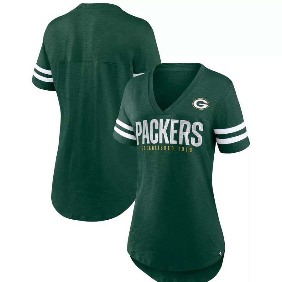 Tops * | Women'S Fanatics Branded Green Green Bay Packers Speed Tested V-Neck T-Shirt