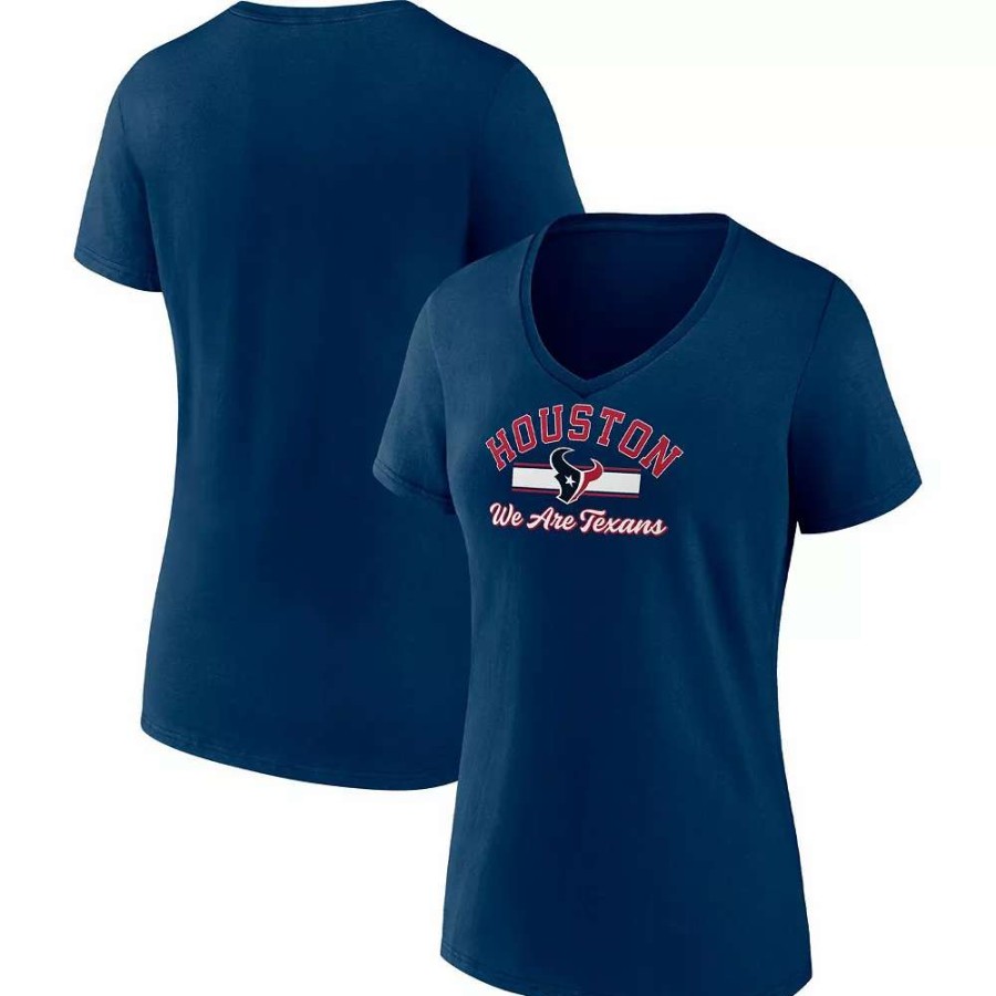 Tops * | Women'S Fanatics Branded Navy Houston Texans Slogan V-Neck T-Shirt