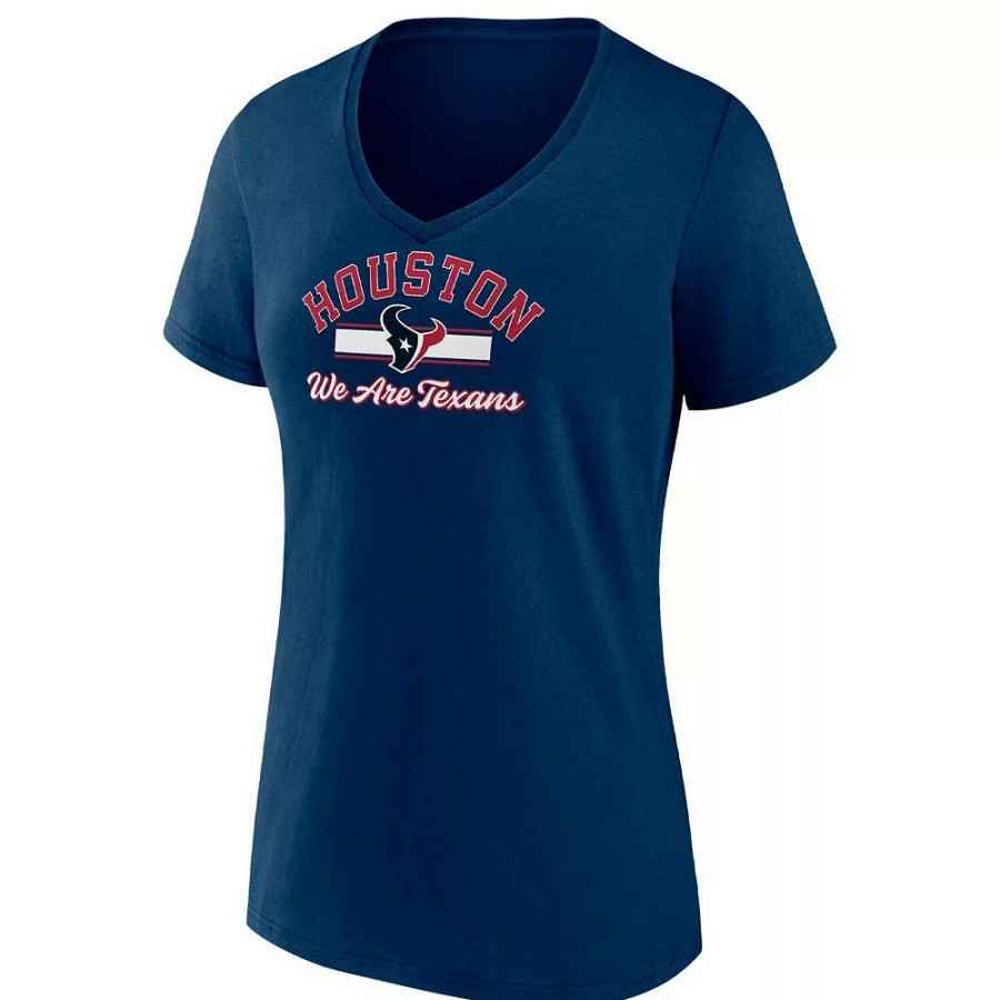 Tops * | Women'S Fanatics Branded Navy Houston Texans Slogan V-Neck T-Shirt