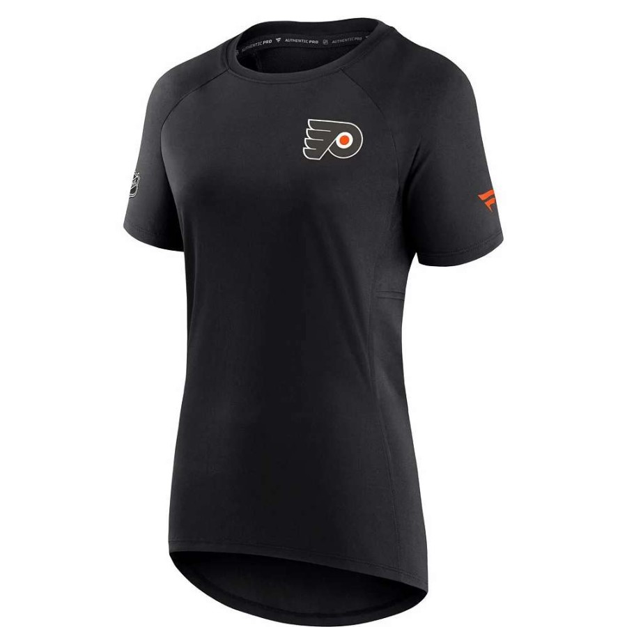 Tops * | Women'S Fanatics Branded Black Philadelphia Flyers Authentic Pro Rink Raglan Tech T-Shirt