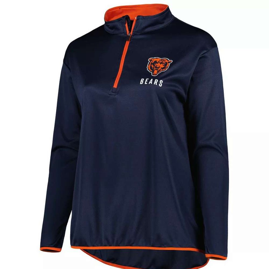 Tops * | Women'S Fanatics Branded Navy Chicago Bears Plus Size Worth The Drive Quarter-Zip Top