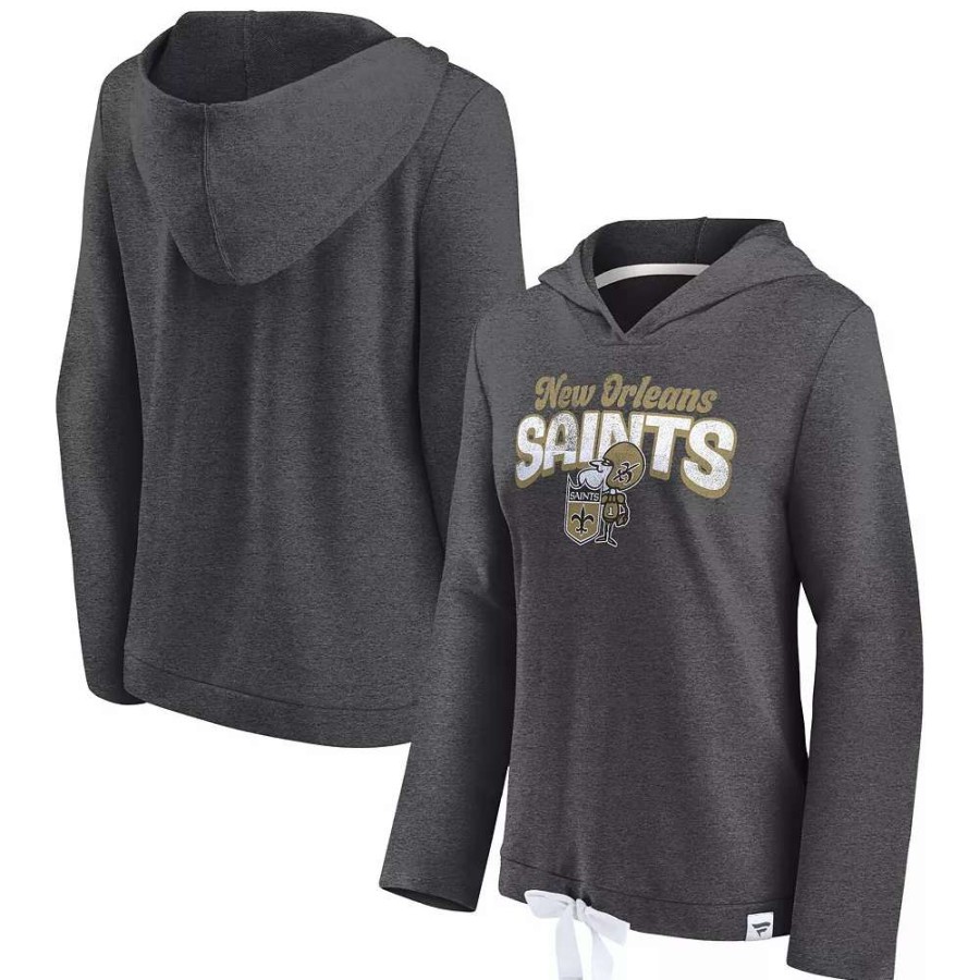 Tops * | Women'S Fanatics Branded Heathered Charcoal New Orleans Saints First Team Flowy Pullover Hoodie