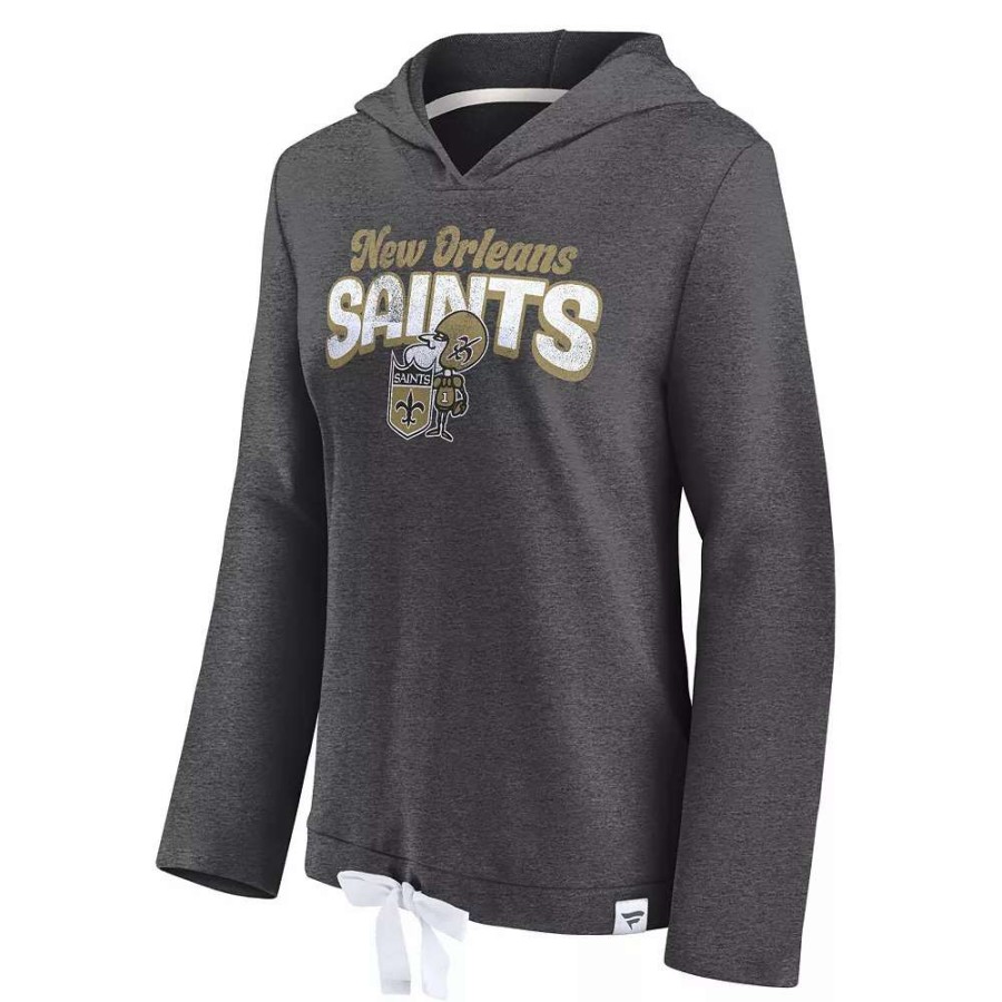 Tops * | Women'S Fanatics Branded Heathered Charcoal New Orleans Saints First Team Flowy Pullover Hoodie