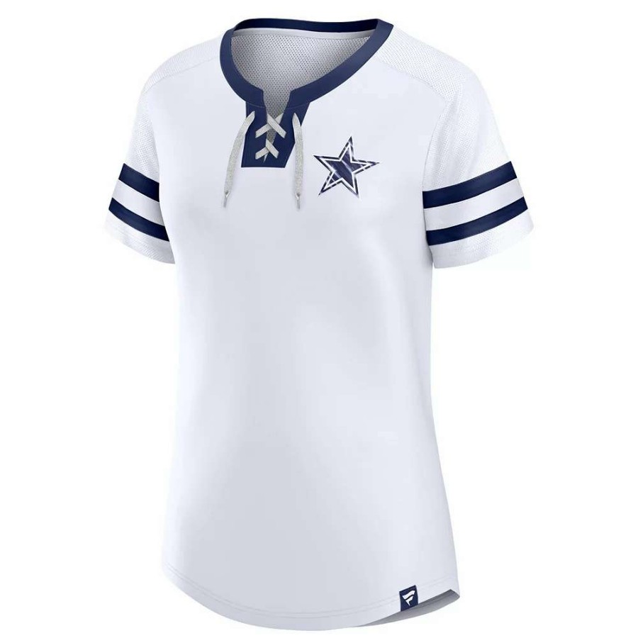 Tops * | Women'S Fanatics Branded White Dallas Cowboys Sunday Best Lace-Up T-Shirt