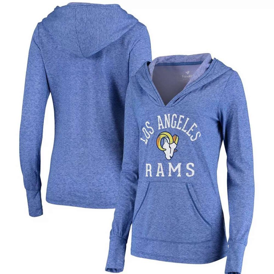 Tops * | Women'S Fanatics Branded Royal Los Angeles Rams Doubleface Slub Pullover Hoodie